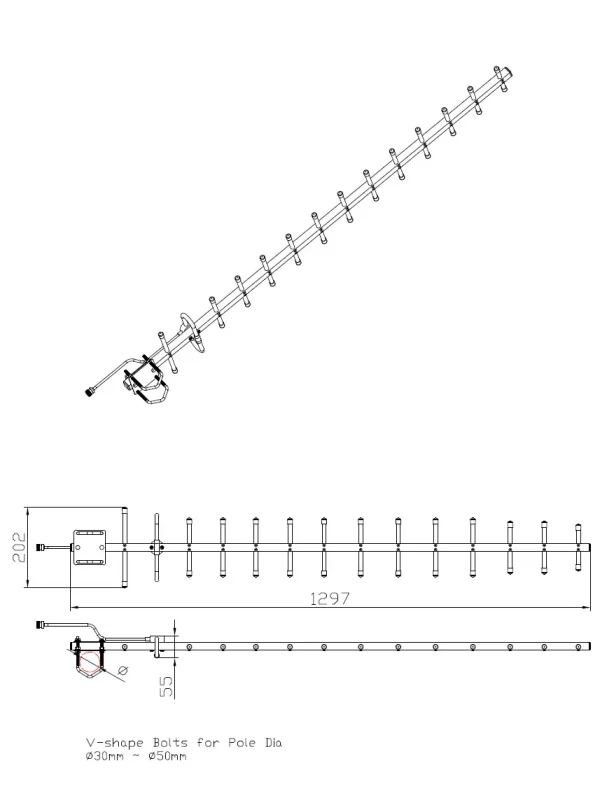 ALLNET Antenne 868MHz 14dbi Antenne (N-Female) YAGI ANT-868-14dbi-Yagi LoRA/HELIUM/HaLow/IoT