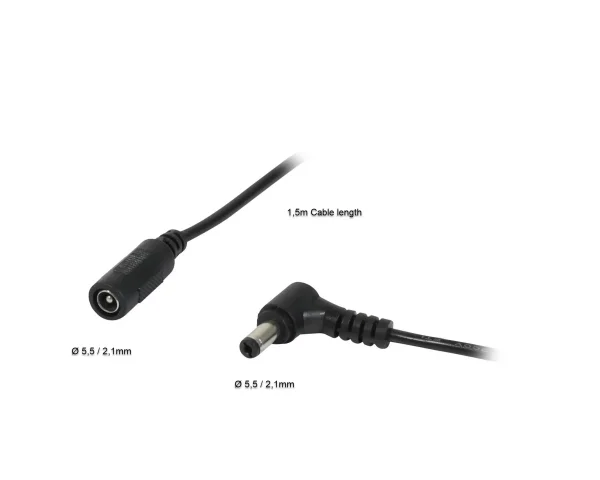 ALLNET Ersatznetzteil zbh. Hohlbuchse -> Hohlstecker Adapterkabel Verlängerung 5,5mm x 2,1mm -> 5,5mm x 2,1mm 1,5m