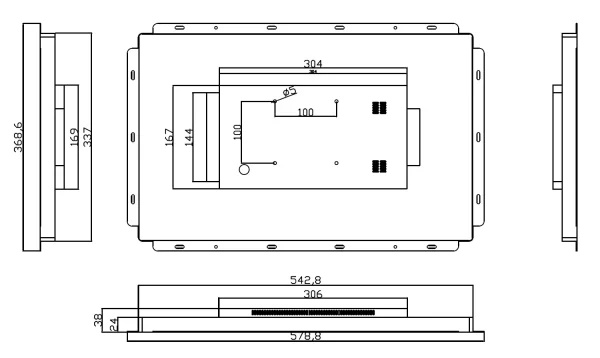 ALLNET Touch Display Tablet 21 Zoll zbh. Wandmontage Einbaurahmen für Unterputz/Hohlraum aufliegend