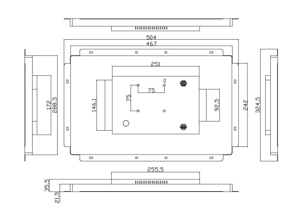 ALLNET Touch Display Tablet 18 Zoll zbh. Wandmontage Einbaurahmen für Unterputz/Hohlraum aufliegend