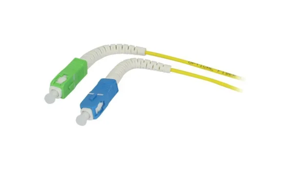 LWL-1-Faser-Patchk. 10mtr.SC-SC(APC), 9/125u, OS2, G657A2, AD=2mm, flexible Knickschutztülle,