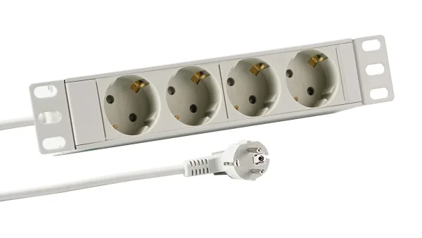 ALLNET 10" zbh. Steckdosenleiste, 4xDosen(CEE7)->1xStecker(CEE7),