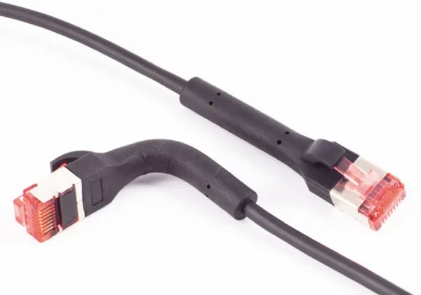 Patchkabel RJ45, CAT6A 500Mhz, 2m, schwarz U-STP(U/FTP) TPE, biegbare Stecker 90Grade,