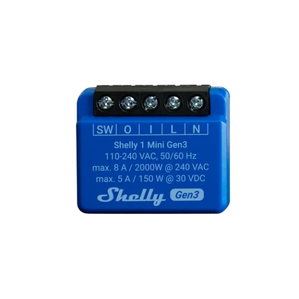 Shelly · Unterputz · "1 Mini Gen. 3" · Relais · max 8A · 1 Kanal · WLAN · BT