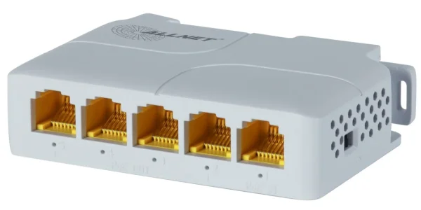 ALLNET Switch unmanaged 5 Port • 5x GbE • PoE Budget 85W • 1x bt out, 3x PoE af/at out, 1xPoE bt 90W in • Lüfterlos, DIN, PD-Input • ALL-SG8005PD-BT90