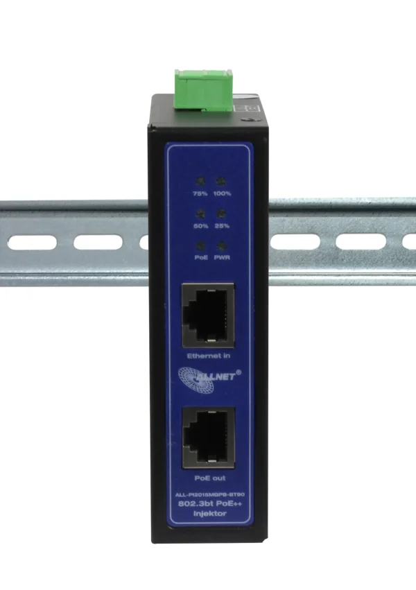 ALLNET PoE Injektor Industrial MultiGigabit • PoE BT mit Power-Booster (15,4W/30W/90W) • DIN • ALLNET PoE Injekt Metallgehäuse • ALL-PI2015MGPB-BT90