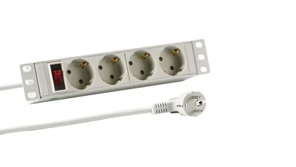 ALLNET 10" zbh. Steckdosenleiste, 4xDosen(CEE7)->1xStecker(CEE7), Schalter,