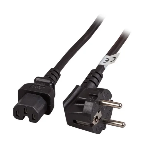 Netzkabel 230V Schutzkontakt CEE7(Stecker)->Warmgeräte IEC-C15(Buchse), 1,0m, Black