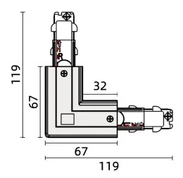 Powergear 3PH L Verbinder DALI 3, LINKS, Schwarz