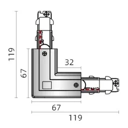 Powergear 3PH L Verbinder DALI 3, LINKS RECHTS UMSCHALTBAR, Weiß