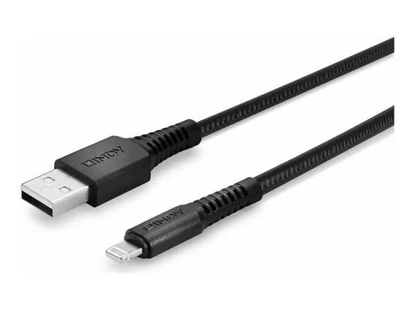 LINDY 1m verst.USB A/Lightning Ladekabel