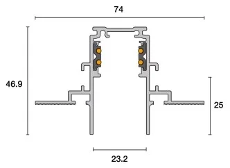 Powergear 48V EINBAUSCHIENE, Schwarz, 2 meter