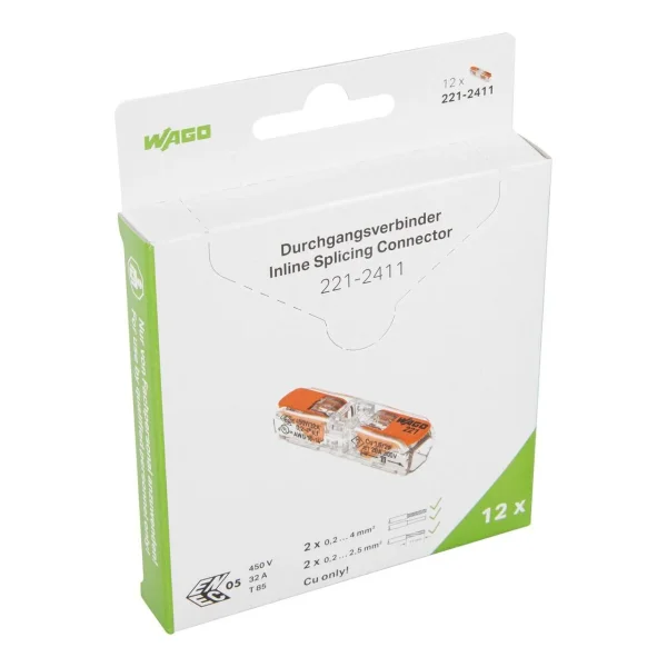Wago Serie 221 - Durchgangsverbinder -2*4mm (12 Stück Retail)