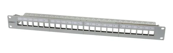 Keystone, Modulträger, 19" Patchpanel für 24xTP-Modul, 1HE(t 94mm), Lichtgrau, V31, Synergy 21,