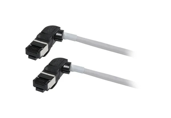 Patchkabel RJ45, CAT6A 500Mhz, 0.25m, grau, S/FTP, slimline rund d=4,5mm, TPE/LSZH(Superflex), AWG28, mit CAT7 Rohk., drehbarer Stecker, Synergy21