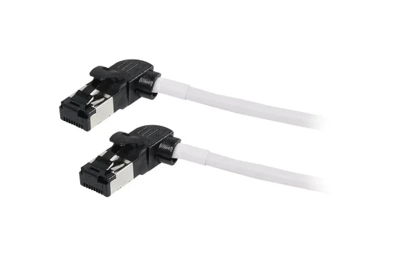 Patchkabel RJ45, CAT6A 500Mhz, 0.5m, weiss, S/FTP, slimline rund d=4,5mm, TPE/LSZH(Superflex), AWG28, mit CAT7 Rohk., drehbarer Stecker, Synergy21