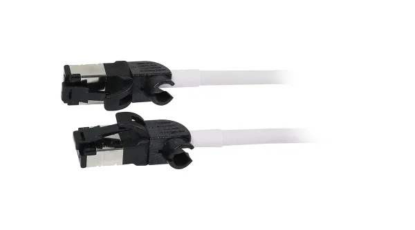 Patchkabel RJ45, CAT6A 500Mhz, 2m, weiss, S/FTP, slimline rund d=4,5mm, TPE/LSZH(Superflex), AWG28, mit CAT7 Rohk., drehbarer Stecker, Synergy21