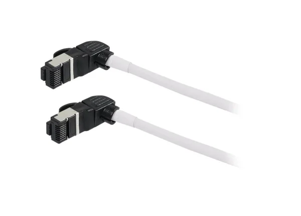 Patchkabel RJ45, CAT6A 500Mhz, 5m, weiss, S/FTP, slimline rund d=4,5mm, TPE/LSZH(Superflex), AWG28, mit CAT7 Rohk., drehbarer Stecker, Synergy21
