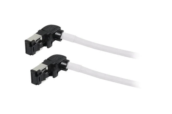 Patchkabel RJ45, CAT6A 500Mhz, 10m, weiss, S/FTP, slimline rund d=4,5mm, TPE/LSZH(Superflex), AWG28, mit CAT7 Rohk., drehbarer Stecker, Synergy21