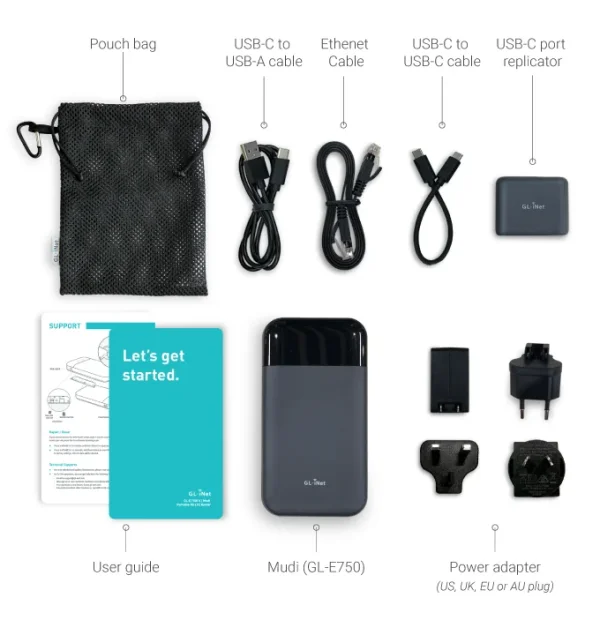 ALLNET LTE Mobile/Travel Router MiFi MUDI-CAT4 v2 GL-E750v2 " OpenWRT" with LAN-Port