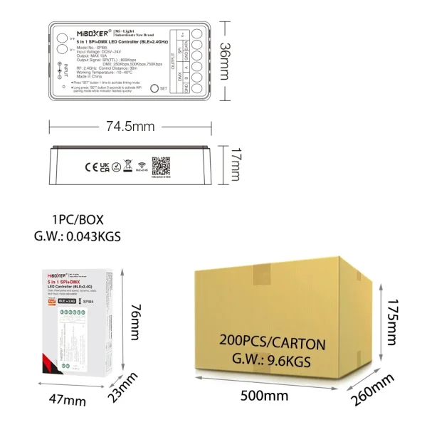 Synergy 21 Pixel LED Controller SPI-Serie 5 in 1 SPI+DMX (2.4GHz+Wifi) *Milight/Miboxer*