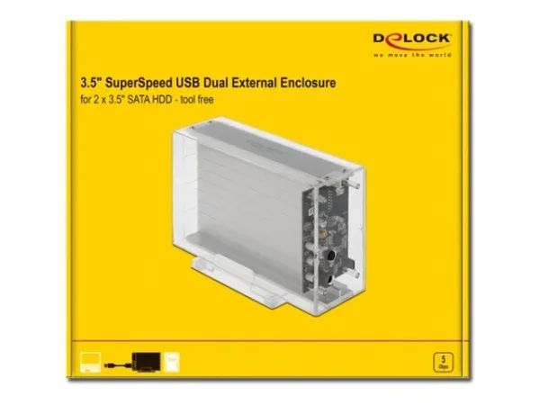 DELOCK Externes Dual Gehäuse 2x8,89