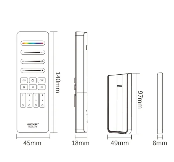 Synergy 21 Pixel LED Fernbedienung SPI - Pixel 2,4GHz (RGB/RGB-W/RGB+CCT) 4 Zonen 4 Szenen *Milight/Miboxer* (b)