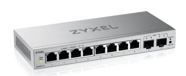 Zyxel Switch smart managed Layer2 8 Port • 10x 1 GbE • 2x SFP • Desktop • Lüfterlos • GS1200-10V3