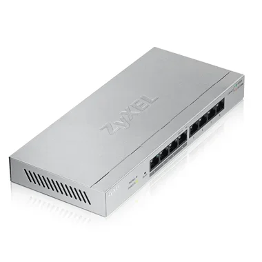 Zyxel Switch smart managed Layer2 8 Port • 8x 1 GbE • PoE Budget 60 Watt • 4x PoE at • Desktop • Lüfterlos • GS1200-8HPV3
