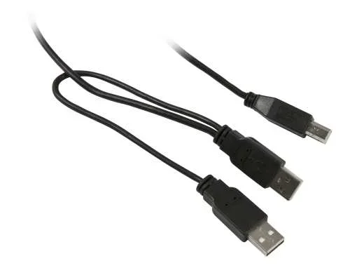 Kabel USB, A(St)2x => B(St), 1.0m, USB2.0, schwarz, Synergy 21