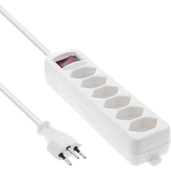 InLine® Steckdosenleiste SCHWEIZ, 6-fach, mit Schalter, 1,5m, weiß