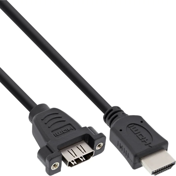 InLine® HDMI 4K60Hz Adapterkabel zum Einbau, HDMI A Stecker/Buchse, 0,6m