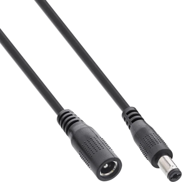 InLine® Verlängerungskabel, DC Stecker 5,5x2,1mm, schwarz, 5m