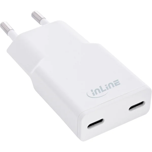 InLine® USB-C Ladegerät, 30W, GaN, Dual USB-C, PD/PPS, weiß