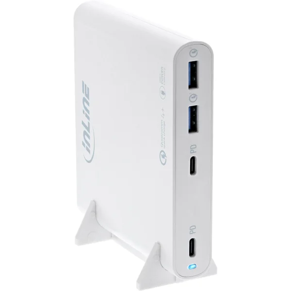 InLine® USB Netzteil, GaN Ladegerät, 4-Port, 2x USB-C + 2x USB-A, 120W, weiß