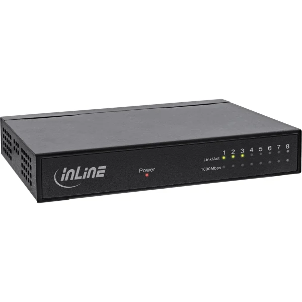 InLine® 8-Port Gigabit Switch, 1 Gb/s, Desktop, Metallgehäuse, lüfterlos
