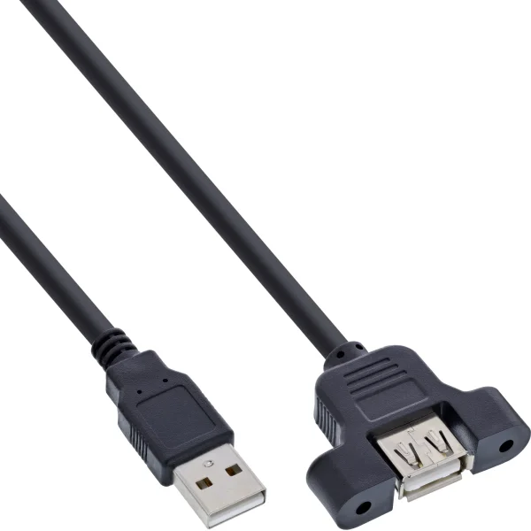 InLine® USB 2.0 Anschlusskabel, Stecker A auf Einbaubuchse A, 0,60m