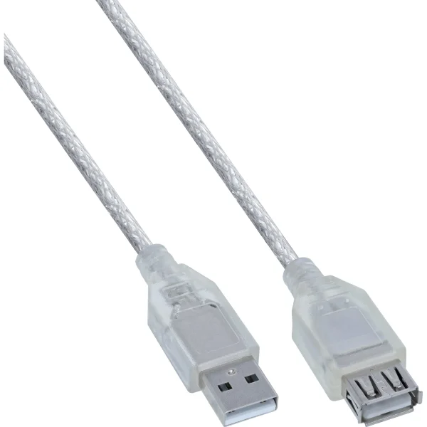 InLine® USB 2.0 Verlängerung, St/Bu, Typ A, transparent, 3m