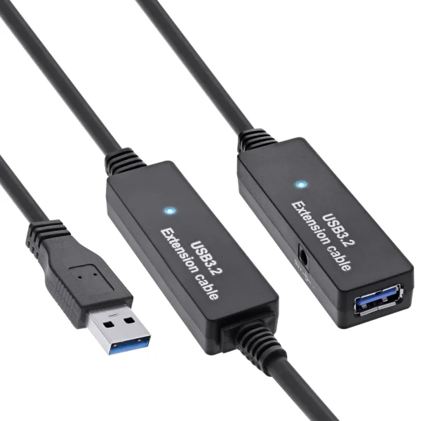 InLine® USB 3.2 Gen.1 Aktiv-Verlängerung, Stecker A an Buchse A, schwarz, 15m