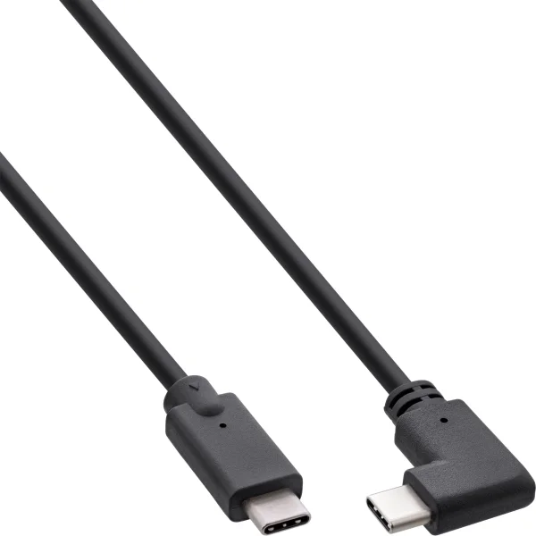 InLine® USB-C Kabel gewinkelt, USB 3.2 Gen.2x2, 20Gb/s, 100W, schwarz, 1m