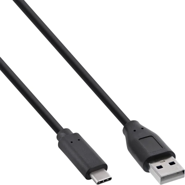 InLine® USB 2.0 Kabel, USB-C Stecker an A Stecker, schwarz, 0,3m