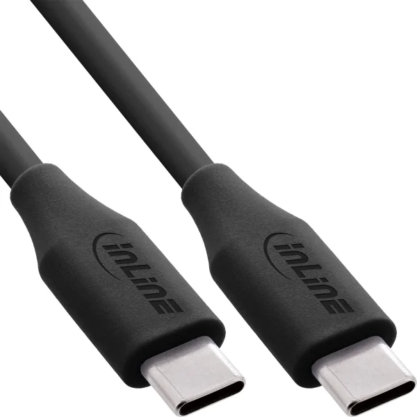 InLine® USB 2.0 Kabel, USB-C Schnellladekabel 100W, Black Cookie, schwarz 1m