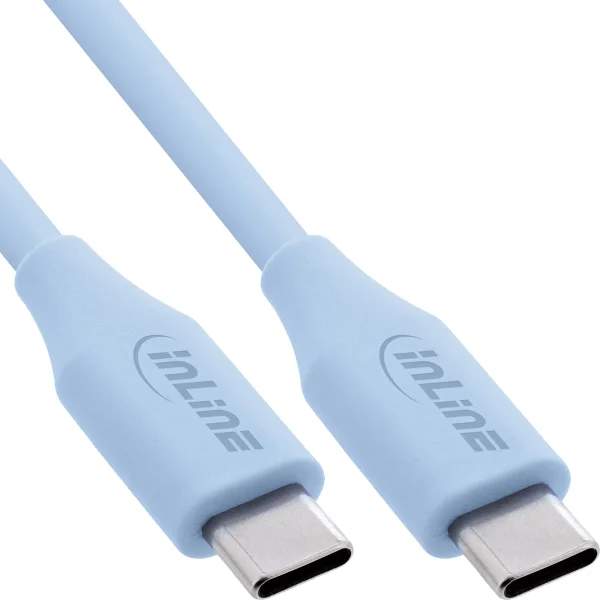 InLine® USB 2.0 Kabel, USB-C Schnellladekabel 100W, Eisbonbon/blau 0,5m