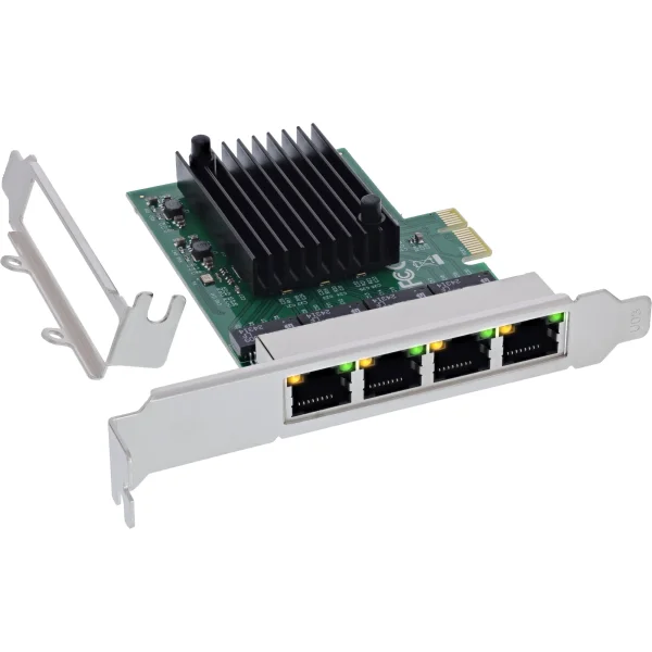 InLine® Quad Gigabit Netzwerkkarte, 4x RJ45 1 Gb/s, PCIe x1