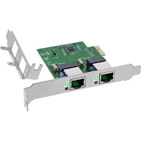 InLine® Dual Gigabit Netzwerkkarte, 2x RJ45 1Gb/s, PCIe x1, inkl. LP Slotblech