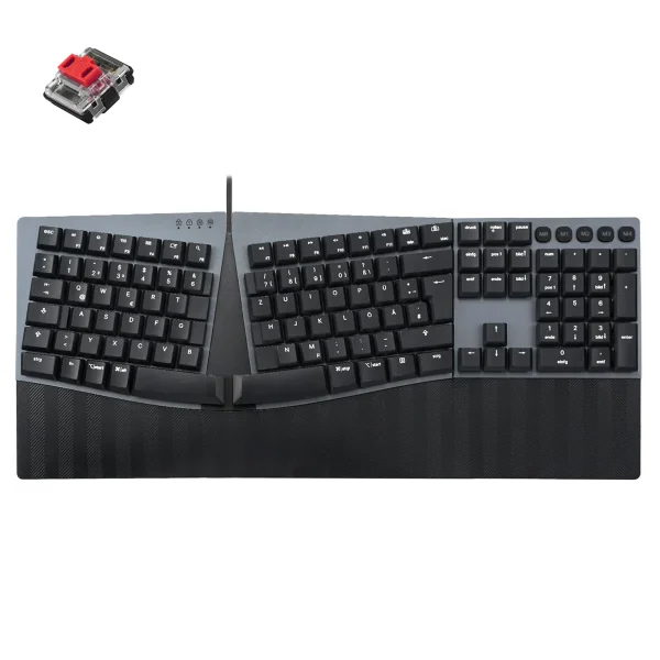 Perixx PERIBOARD-535 DE RD, ergonomische mechanische USB Tastatur (rote Taster)