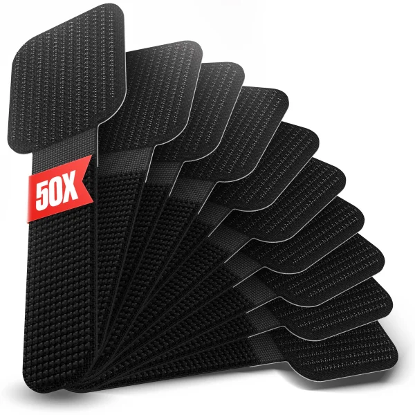 LABEL THE CABLE LTC PRO Wall Straps, Klett-Kabelhalter, 50er-Pack, schwarz