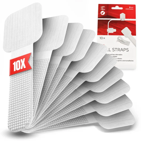 LABEL THE CABLE LTC Wall Straps Klett-Kabelhalter 10er Set weiß