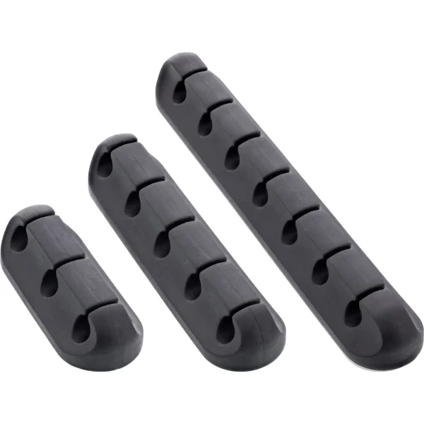 InLine® Kabelmanager-Set, 3-, 5-, 7-fach, selbstklebend, schwarz