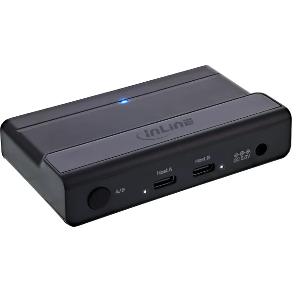InLine® USB-C Switch, Umschalter für 2 PCs, 4-Port Hub, USB 3.2 Gen.1, schwarz